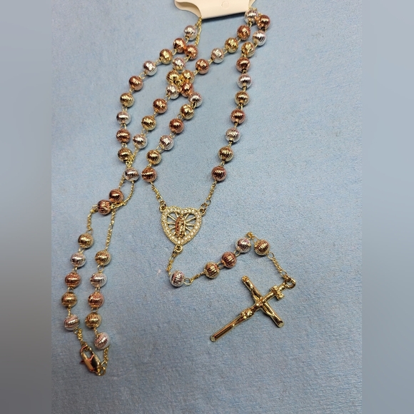 Laminated 3 gold tone Rosary - Picture 1 of 1
